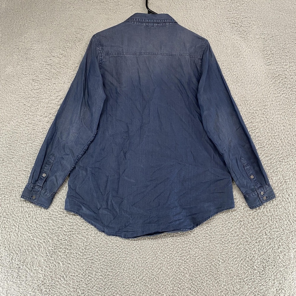 Sundance Chambray Top Womens Medium Blue Button Up‎ Pintuck Shirt Western - Picture 8 of 12